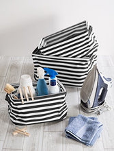 Load image into Gallery viewer, DII Laundry Storage Collection Cabana Stripe Collapsible and Waterproof Bins, Assorted Rectangle, Black, 3 Piece

