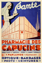 Load image into Gallery viewer, Canvas Sante Capucins Pharmacy Prescription Medication France French Vintage Poster Repro 20&quot; X 30&quot; Image Size ON Canvas
