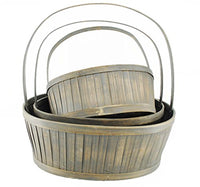 TopherTrading TOPOT Vintage Set of 3 Oval Bamboo Chip Basket