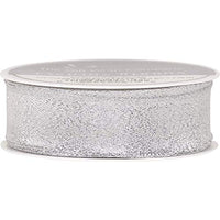 The Gift Wrap Company 7/8-Inch Wired Edge Glitter Ribbon, Silver (18310-02)