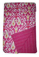 thehandicraftworld Ikat Throw Kantha Quilt Ralli Gudari Kantha Quilt Blanket Bedding Bedspread