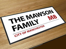 Load image into Gallery viewer, Artylicious Personalised Family Name London Street Sign bar Runner Counter mat
