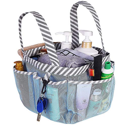 Haundry Mesh Shower Caddy Tote, Portable College Dorm Shower Caddy Bag with 8 Large Pockets for Camping Gym Bathroom