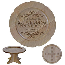 Load image into Gallery viewer, LifeSong Milestones Personalized 25th Wedding Anniversary Maple Cake Stand Gift for Her, Happy 25 Year Anniversary for Him 10&quot; Custom Engraved for Husband or Wife (Design #1)
