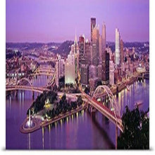 Load image into Gallery viewer, GREATBIGCANVAS Entitled Dusk Pittsburgh PA Poster Print, 90&quot; x 28&quot;, Multicolor
