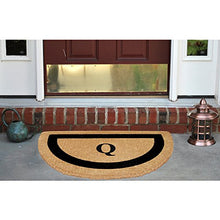 Load image into Gallery viewer, Heavy Duty 22&quot; x 36&quot; Coco Mat, Black Single Picture Frame Monogrammed Q, Half Round
