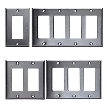 Load image into Gallery viewer, Brushed Stainless Steel Outlet Cover Rocker Switch Wall Plates Decorator Metal (1 Gang)
