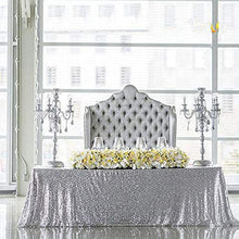 Load image into Gallery viewer, B-COOL 90inx90in Square Silver Sequin Tablecloth Tablecloths for Wedding Thanksgiving Tablecloth Sparkle Tablecloth
