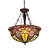 Chloe Lighting CH36475RV22-UH3 Lori Tiffany-Style 3 Light Victorian Inverted Ceiling Pendant Fixture with Shade, 24.2 x 22 x 22, Multicolor