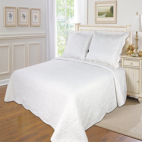United Curtain Co Quinn Solid Quilt Set, Twin, White
