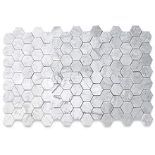 Load image into Gallery viewer, Stone Center Online Carrara White Italian Carrera Marble Hexagon Mosaic Tile 3 inch Honed Venato Bianco Bathroom Kitchen Backsplash Floor Tile
