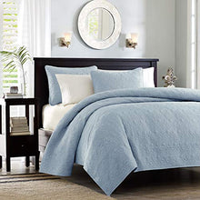 Load image into Gallery viewer, Madison Park Quebec Coverlet Mini Set, Blue, Twin/Twin XL
