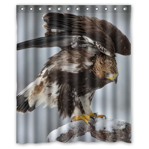 FUNNY KIDS' HOME Fashion Design Waterproof Polyester Fabric Bathroom Shower Curtain Standard Size 60(w) x72(h) with Shower Rings - Bird Eagle Winter Twigs