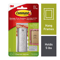 Command Large 5 lb Capacity Universal Frame Hanger, 1 hanger, 2 strips, 2 frame stabilizer strips, Indoor Use (17047-ES)