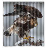 FUNNY KIDS' HOME Fashion Design Waterproof Polyester Fabric Bathroom Shower Curtain Standard Size 66(w) x72(h) with Shower Rings - Bird Eagle Winter Twigs