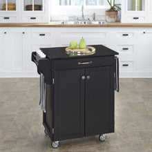 Load image into Gallery viewer, Home Styles Create-a-Cart Black Two-door Kitchen Cart with Granite Top, Two Wood Panel Doors, One Drawer, Two Towel Bars, Spice Rack, and Adjustable Shelf
