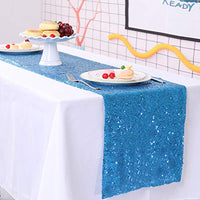 BalsaCircle TRLYC 12 by 60-Inch Turquoise Wedding Sequin Table Runners for Baby Shower