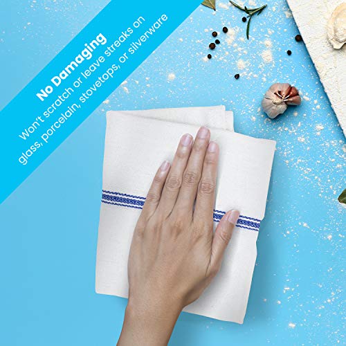 Zeppoli Classic Kitchen Towels - 15 Pack - 14 x 25 - 100% Natural Cotton  Dish Reusable Cleaning Cloths - Blue - Super Absorbent - Machine Washable  Hand Towels