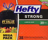 Hefty Strong Lawn And Leaf Large Garbage Bags, 39 Gallon, 38 Count