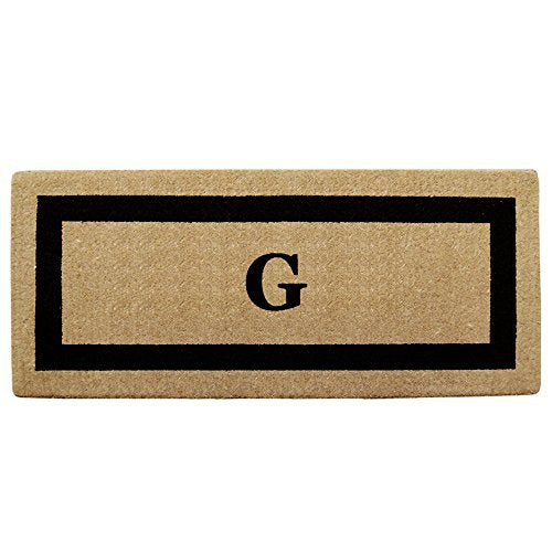 Nedia Home Single Picture Black Frame Heavy Duty Coir Doormat, 24 by 57-Inch, Monogrammed G