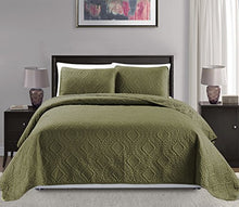 Load image into Gallery viewer, Mk Collection Full/Queen Size over size 100&quot;x106&quot; 3 pc Diamond Bedspread Bed-cover Embossed solid Sage Green New
