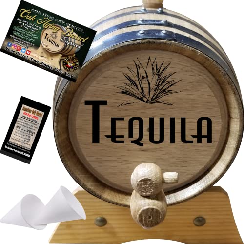 1 Liter Engraved American Oak Aging Barrel - Design 005: Tequila
