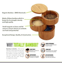 Load image into Gallery viewer, Totally Bamboo Triple Salt Box, Three Tier Bamboo Storage Box With Magnetic Swivel Lids
