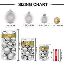 Load image into Gallery viewer, KI Store 34ct Christmas Ball Ornaments 1.57&quot; Small Shatterproof Christmas Decorations Tree Balls for Holiday Wedding Party Decoration Tree Ornaments Hooks Included (40mm Silver)
