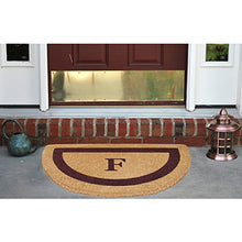Load image into Gallery viewer, Heavy Duty 22&quot; x 36&quot; Coco Mat, Brown Single Picture Frame Monogrammed F, Half Round
