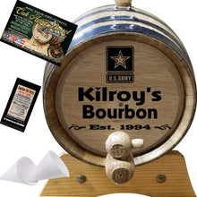 Load image into Gallery viewer, 3 Liter Personalized American Oak Aging Barrel - Design 019:Army Liter

