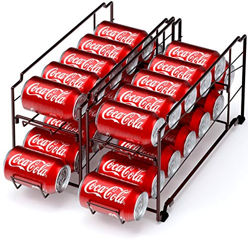 2 Pack   Stackable Beverage Soda Can Dispenser Organizer Rack, Bronze