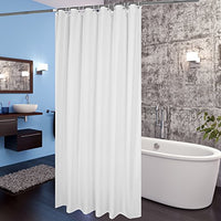 AooHome Extra Long Shower Curtain Liner, Fabric Shower Curtain with Hooks for Hotel, Waterproof, 72 x 84 Inch, White