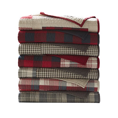 Woolrich Tasha Luxury Quilted Throw Red 50x70 Plaid Premium Soft Cozy 100% Cotton For Bed, Couch or Sofa