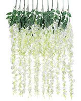 Luyue 3.18 Feet Artificial Silk Wisteria Vine Ratta Silk Hanging Flower Wedding Decor,6 Pieces,(Off-White)