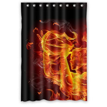Load image into Gallery viewer, Cool Fire Skull Playing Basketball Sport Theme- Personalize Custom Bathroom Shower Curtain Waterproof Polyester Fabric 48(w)x72(h) Rings Included

