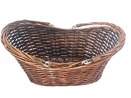 TOPOT 16PCS Dark brown Willow Basket with Hard liner &double Handles-wholesale lot