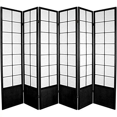 Oriental Furniture 6 ft. Tall Zen Shoji Screen - Black - 6 Panels