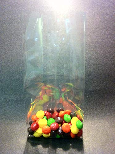 100 Pcs 3x2x8 Clear Side Gusseted Cello Cellophane Bags Good for Candy Cookie Bakery (by UNIQUEPACKING)