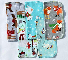 Load image into Gallery viewer, 1 Ply Printed Flannel 8x8 Inches Set of 5 Happy Winter Animals
