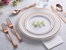 Load image into Gallery viewer, Stock Your Home 125 Disposable Heavy Duty Plastic Forks, Fancy Plastic Silverware Looks Like Real Cutlery - Utensils Perfect for Catering Events, Restaurants, Parties and Weddings (Rose Gold)
