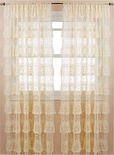 LORRAINE HOME FASHIONS, Ivory Priscilla Window Curtain Pairs, 120 X 63 Inch, Set of 2, 120