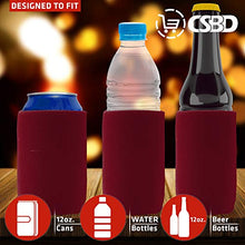 Load image into Gallery viewer, CSBD Beer Can Coolers Sleeves, Soft Insulated Reusable Drink Caddies for Water Bottles or Soda, Collapsible Blank DIY Customizable for Parties, Events or Weddings, Bulk (50, Red)
