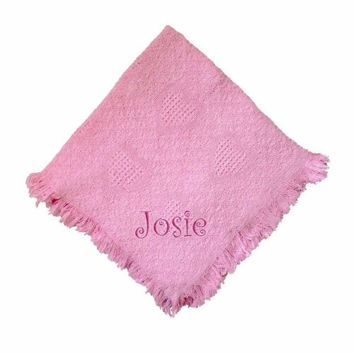 Fastasticdeal Josie Girl Embroidered Embroidered Cotton Woven Pink Baby Blanket