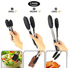 Load image into Gallery viewer, Kitchen Tongs,Set Of 3 7, 9, 12 Inch,Stainless Steel Cooking Tongs With Silicone Tips For Barbecue,C
