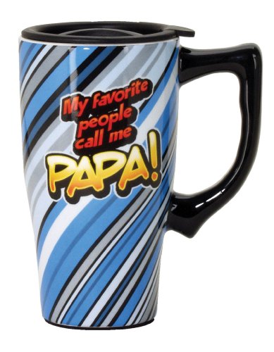 Spoontiques Favorite People Call Me Papa Ceramic Travel Mug, 18 ounces, Blue