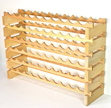 Load image into Gallery viewer, Modular Wine Rack Beechwood 40-120 Bottle Capacity 10 Bottles Across up to 12 Rows Newest Improved Model (60 Bottles - 6 Rows)
