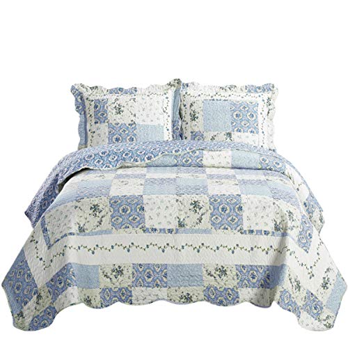 7- Pcs Bed Spread Set- California King -Brea-Printed Quilted Wrinkle-Free Microfiber Includes 3-Pcs Coverlets Set and 4-Pcs Sheet Set
