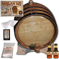 Barrel Aged Rum Making Kit - Create Your Own Amber Cuban Rum - The Outlaw Kit from Skeeter's Reserve Outlaw Gear - MADE BY American Oak Barrel (Natural Oak, Black Hoops, 1 Liter)