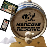 2 Liter Engraved American Oak Aging Barrel - Design 009: Mancave Reserve