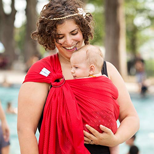 Beachfront Baby - Versatile Water & Warm Weather Ring Sling Baby Carrier | Made in USA with Safety Tested Fabric & Aluminum Rings | Lightweight, Quick Dry & Breathable (Tropical Punch, One Size)